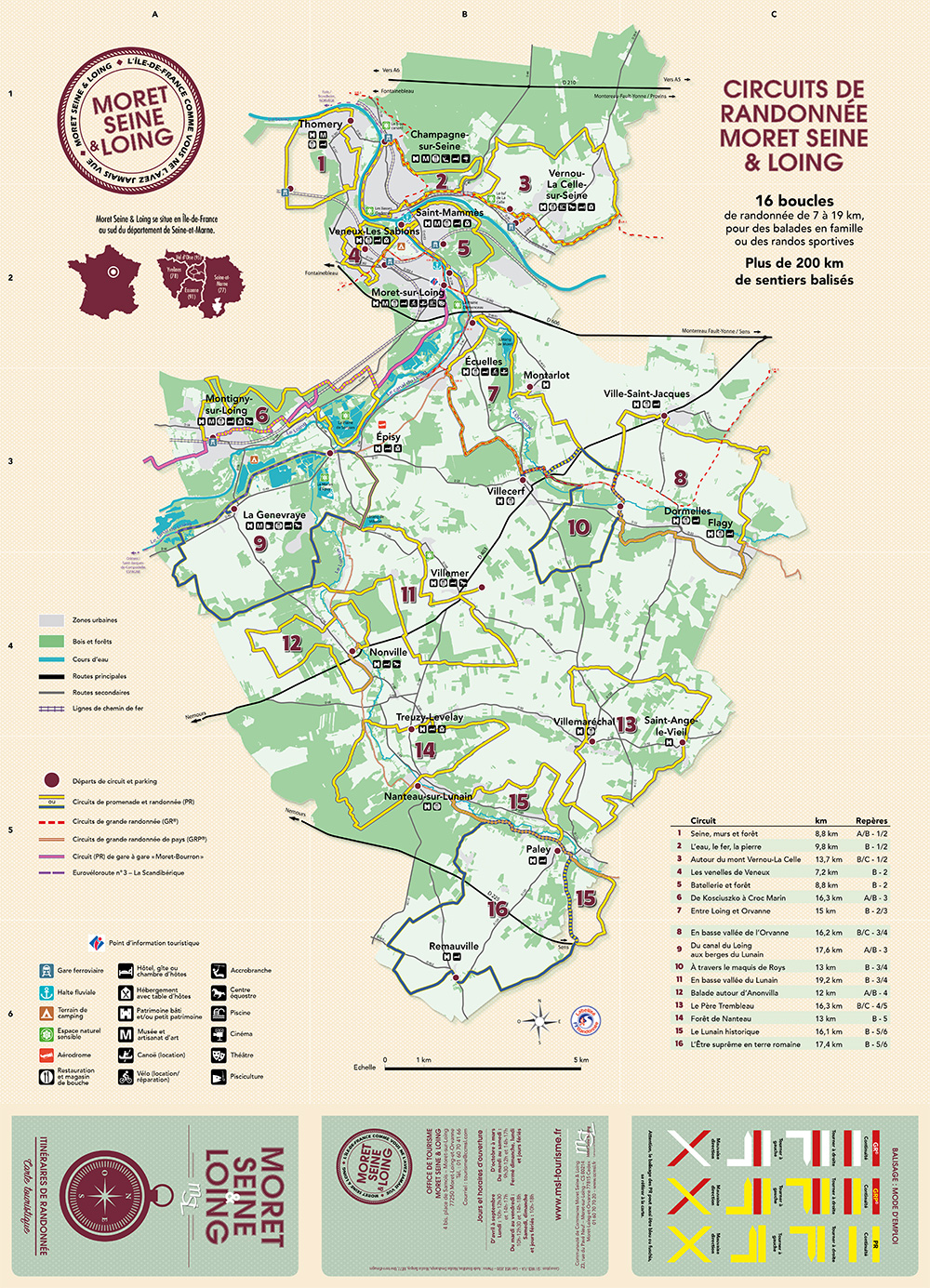 Carte des randonnée en Seine & Loing