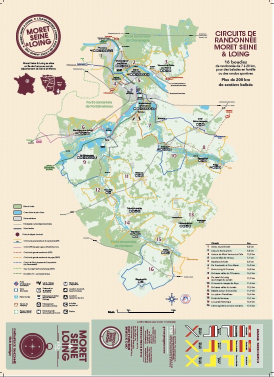Carte des randonnée en Seine & Loing