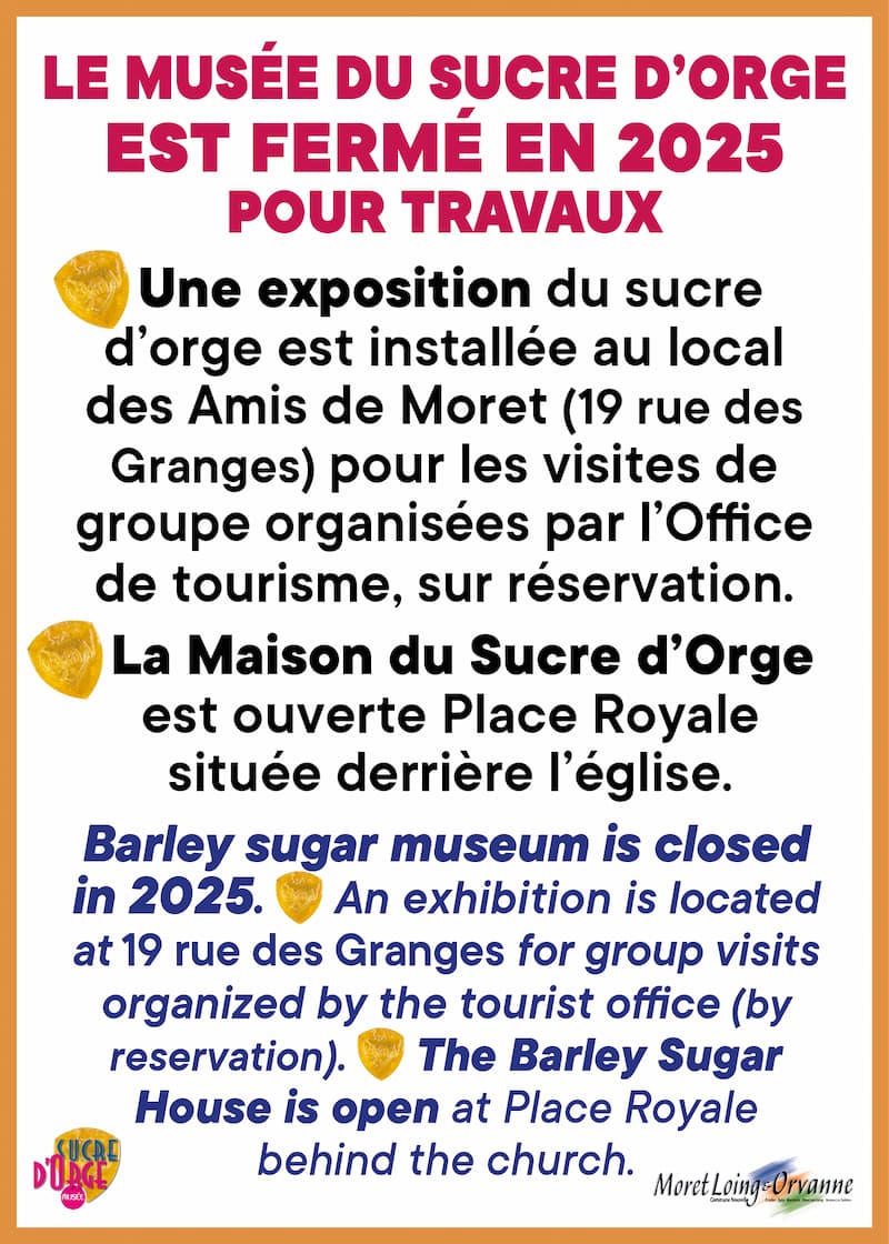 fermeture Musée du sucre d'orge de Moret